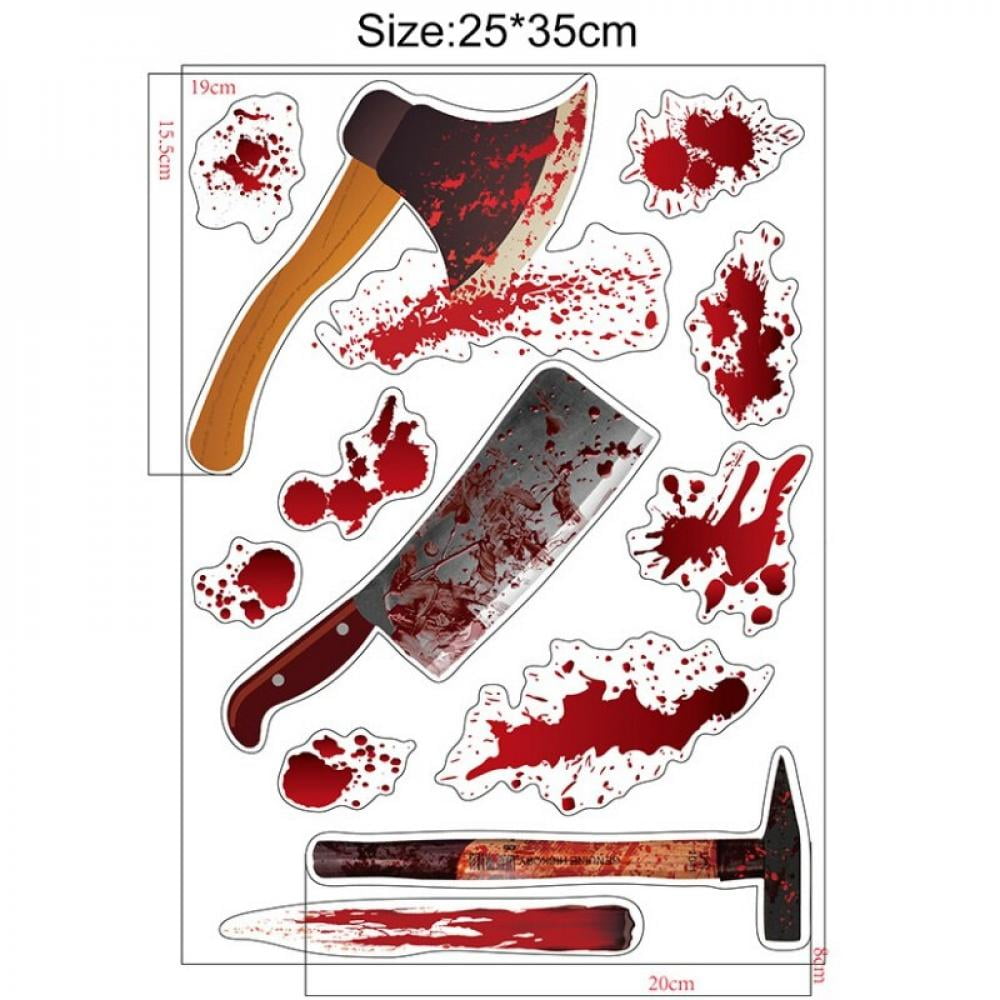 Details about   Halloween Decorations Blood Mark Wall Stickers Blood Handprints Window Decals 
