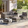 thumbnail image 3 of LAUSAINT HOME 6 Pieces Outdoor Furniture Set, Patio Rattan Wicker Sectionals with 4 Chairs and 2 Ottomans, Gray Cushions, 3 of 10