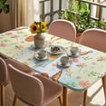 thumbnail image 3 of Spring Easter Table Cloths for 4 Foot Rectangle Tables, Bunny Carrots Eggs Floral Botanical Colorful Patio Waterproof Elastic Fitted Tablecloths, Washable Rectangular Table Cover for Camping, 3 of 8