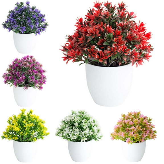 Zhaomeidaxi Artificial Potted Plants Mini Fake Plant, Small Plastic Flower with Pot, Faux Potted Plants for Home Decor, Indoor, Table Decoration