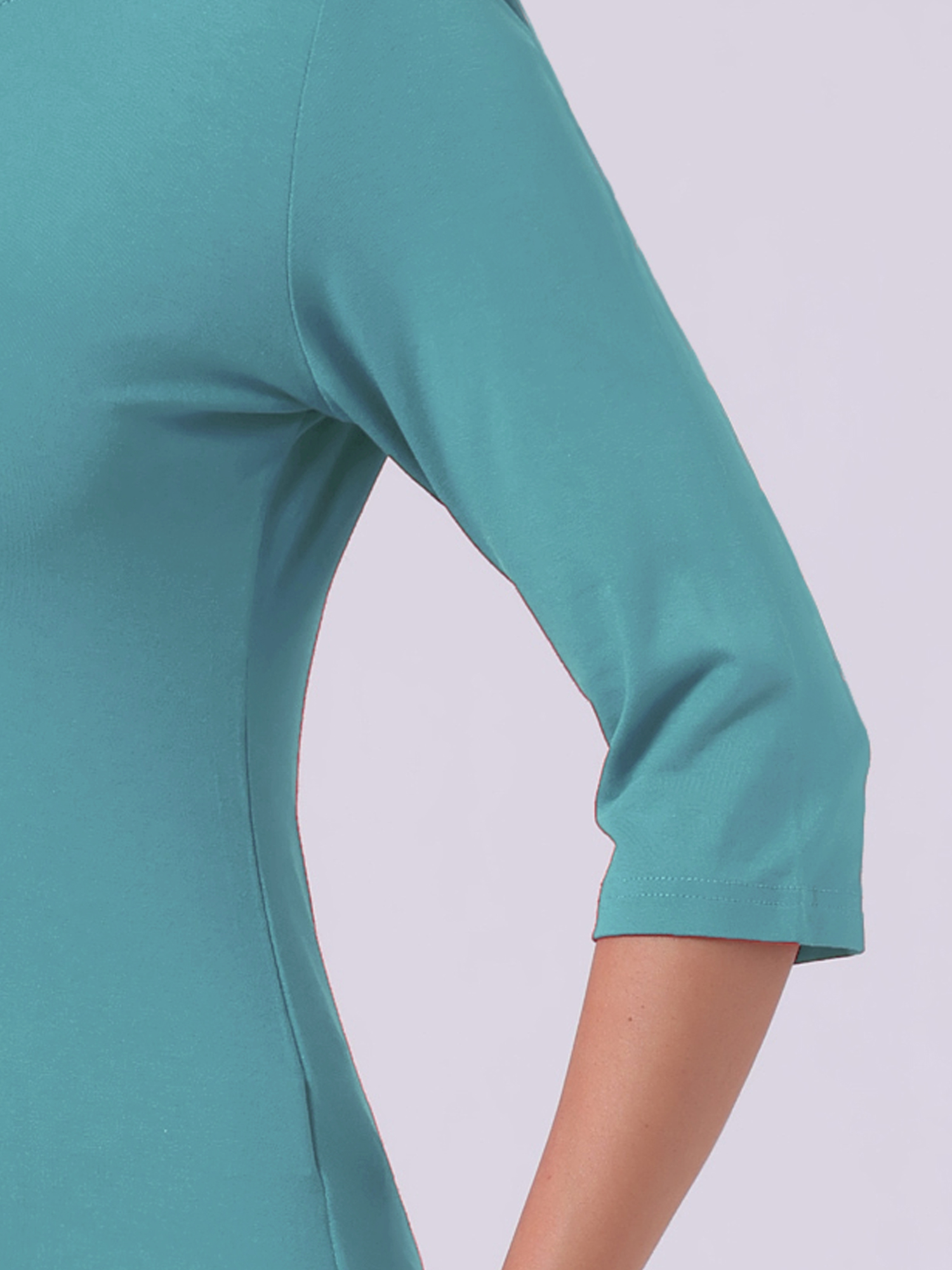 DARING DIVA Women's Elbow Sleeves Boat Neck Slim Fit Classic Tee XL Sea Green