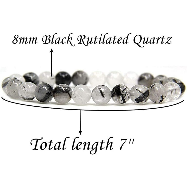 Black Rutilated Quartz Elastic Beaded Bracelet