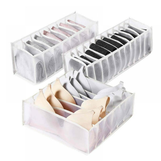 Underwear Drawer Organizer, 3 Sets of Foldable Closet Storage Boxes, Drawers  for Underwear, Bras and Socks, or Closet Storage Bags, Including 3 Pieces  of 6/7 /11 Compartments - Walmart.com