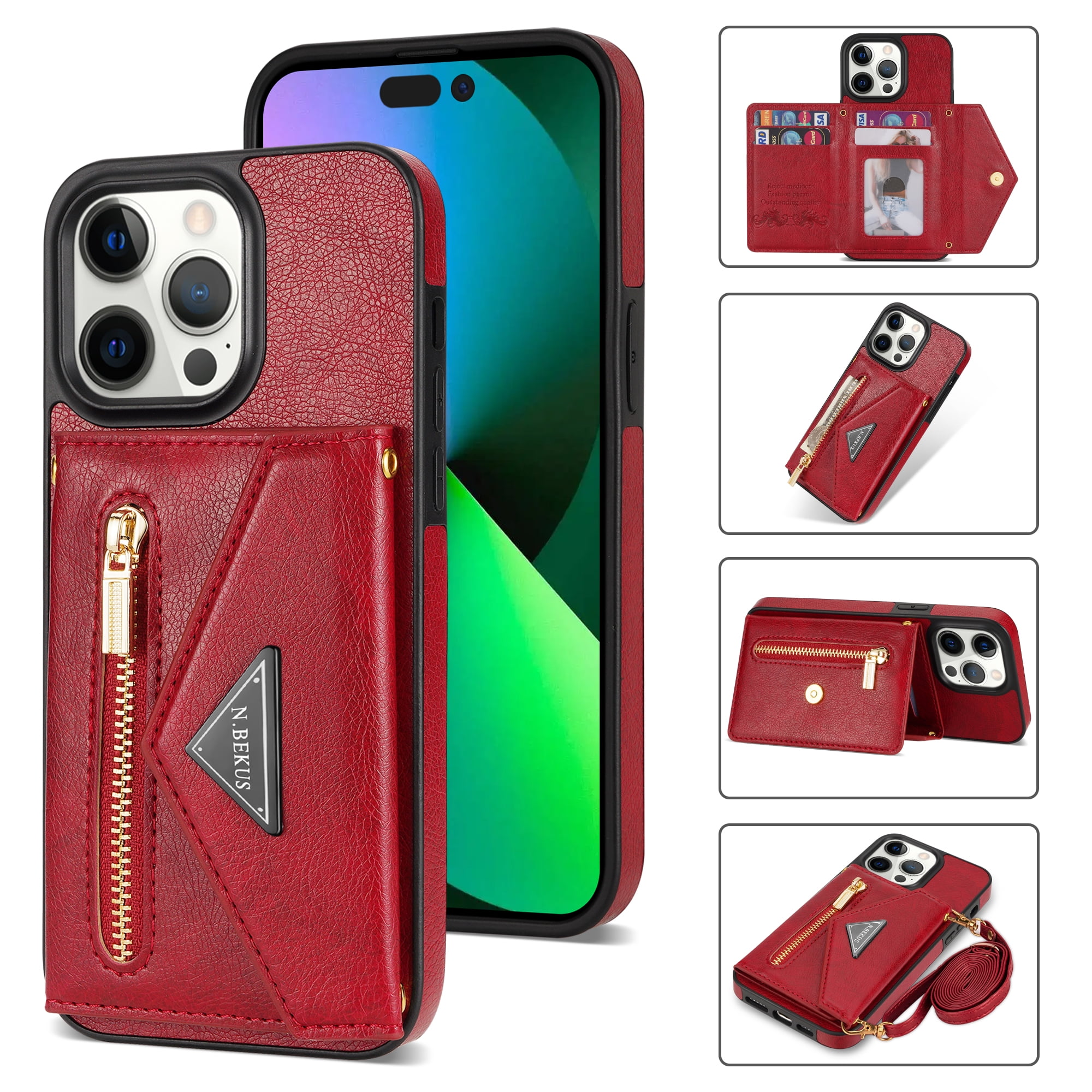 TRODINO Square Leather iPhone 14 Case with Wristband Strap, Luxury Designer  Case for Women Girls, Holder Ring Kickstand [Raised Reinforced Corner]