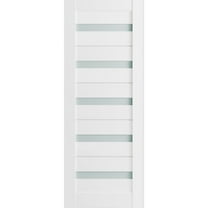 Slab Barn Door Panel Frosted Glass 36 x 80 inches | Quadro 4445 White Silk | Sturdy Finished Doors | Pocket Closet Sliding