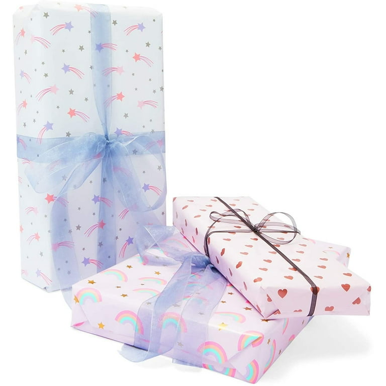 LaRibbons 30 x 16' Floral Wrapping Paper | Pink/Gold