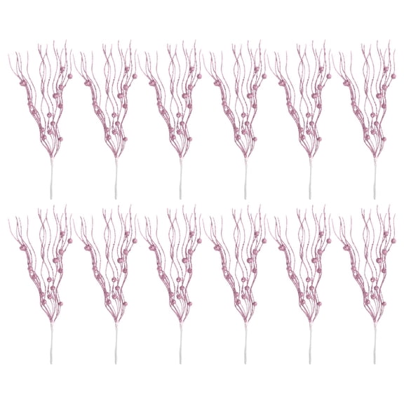 Pink Christmas Glitter Berry Stems 12 Pack 17in Artificial Holiday Picks for Tree Wreath Crafts Home Decor