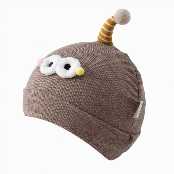 Hessimy Baby Ribbed Knit Beanie with Single Pom Antenna and Googly Eyes,Cute Winter Warm Hat