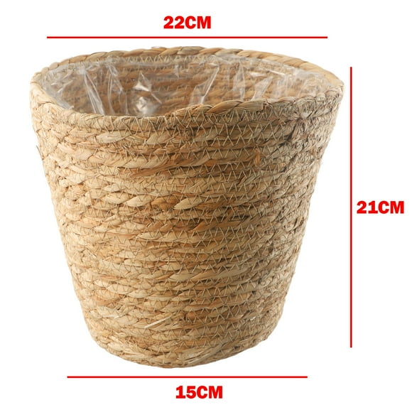 Mosiee 1Pcs Handmade Wicker Rattan Basket Planter Storage Baskets Garden Flower Pot With Waterproof Liner Home Decoration Landscape