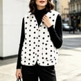 thumbnail image 3 of LUVDA Women's Polka Dot Plush Vest V Neck Button Sleeveless Loose Cropped for Winter, 3 of 6