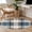 Blue, variant on Round Area Rug 3 Ft, Blue Brown Plaid Washable Non-Slip Circle Carpet for Living Room/Bedroom, Vintage Abstract Stripes Lattice Low-Profile Small Floor Mats Collection Rugs for Indoor
