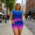 thumbnail image 5 of Frostluinai Gradient Two Piece Sets for Women Summer Spring Short Sets Tops and Shorts Beach Vacation Clothes Airport Travel Cruise Outfits, 5 of 9