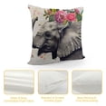 thumbnail image 4 of Awypu  Throw Pillow Covers Animal Elephant Head with Watercolor Flower Wreath Square Standard Home Decorative Pillow Cases Cushion Cover 24x24in, 4 of 5
