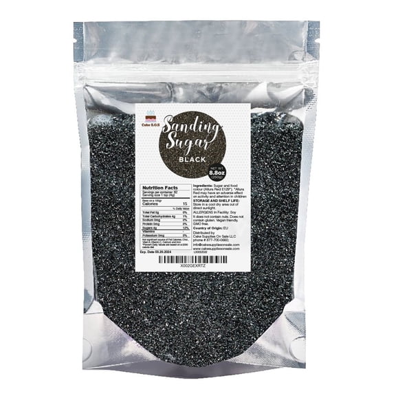 Cake S.O.S Black Sanding Sugar Dessert Sprinkles, 8.8 oz