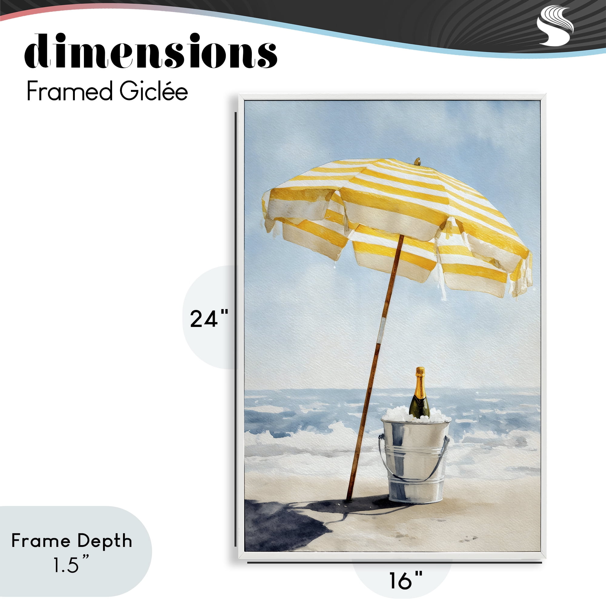 Stupell Industries Sunshine Celebration at Seaside White Framed Giclee Art, design by Petal Prints Design