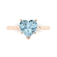 thumbnail image 2 of 2.0ct heart cut blue Zircon 14k rose gold Bridal Wedding Engagement Promise Anniversary Ring for Women size 7.5, 2 of 7