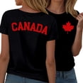 thumbnail image 2 of Cnbwig Tops for Womens Graphic Tees for Canada Day Celebration Letter Printed Maple Leaf Shirts Casual Short Sleeve Round Neck Top, 2 of 5