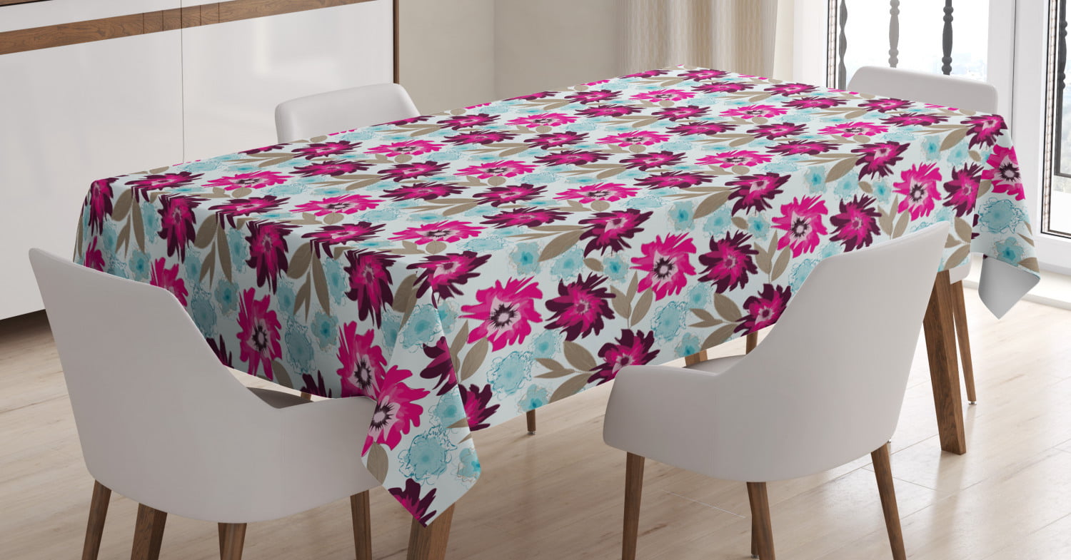 Dining Room Kitchen Rectangular Runner Multicolor Wedding Themed Illustration Colorful Blooming Foliage Leaves and Floral Composition 16 X 72 Ambesonne Leaf Table Runner