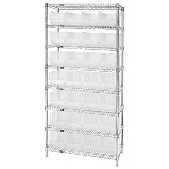 Wire 8 Shelf Unit With 28 Bins, Clear