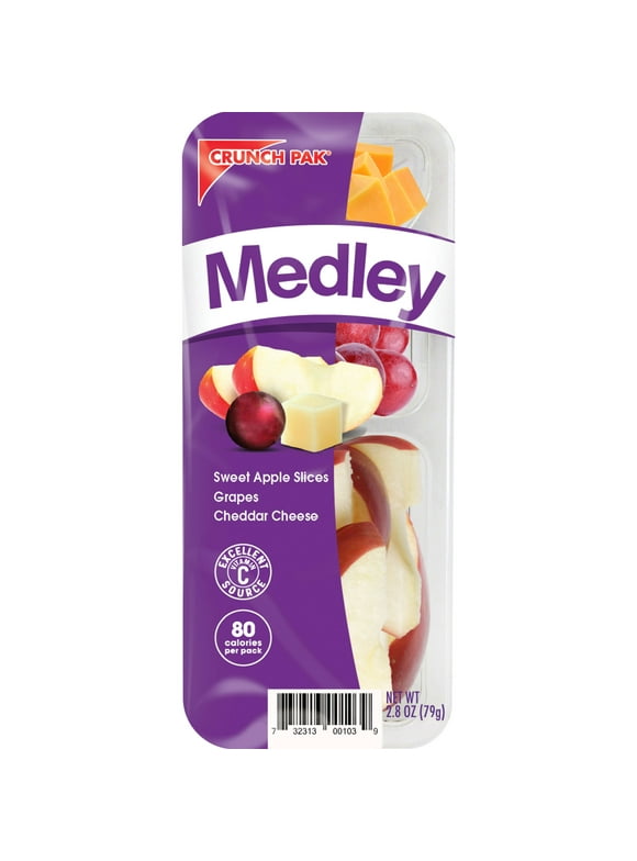 Crunch Pak Snack with Fresh Sweet Sliced Apples, Grapes & Cheddar Cheese, 2.8oz Tray