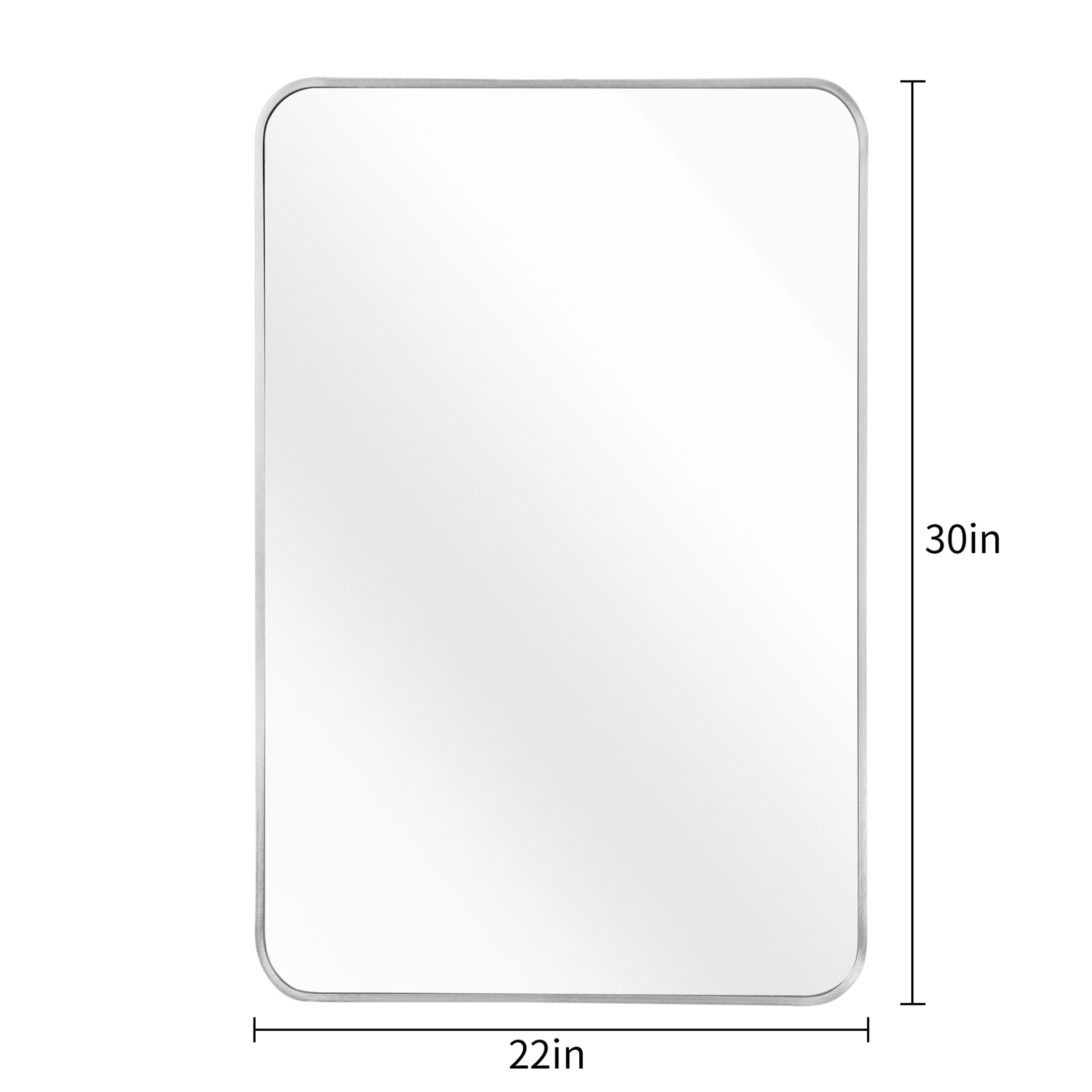 Noble House 22"x30" Rectangular Bathroom Wall Mirror, Aluminum Alloy Frame, HD Shatterproof Glass, Silver