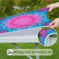 thumbnail image 6 of Pink Blue Tie Dye Flower Pattern Square Fitted Tablecloth with Elastic Edge,Square Table Cover,Washable Elastic Table Cover for Home Kitchen Party Decor 34"x34", 6 of 6