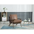 thumbnail image 3 of Guyou Mid Century Accent Chair, Upholstered PU Armchair Comfy Single Sofa Lounge Chair with Wooden Frame for Fireplace Bedroom Living Room Study, Brown, 3 of 9