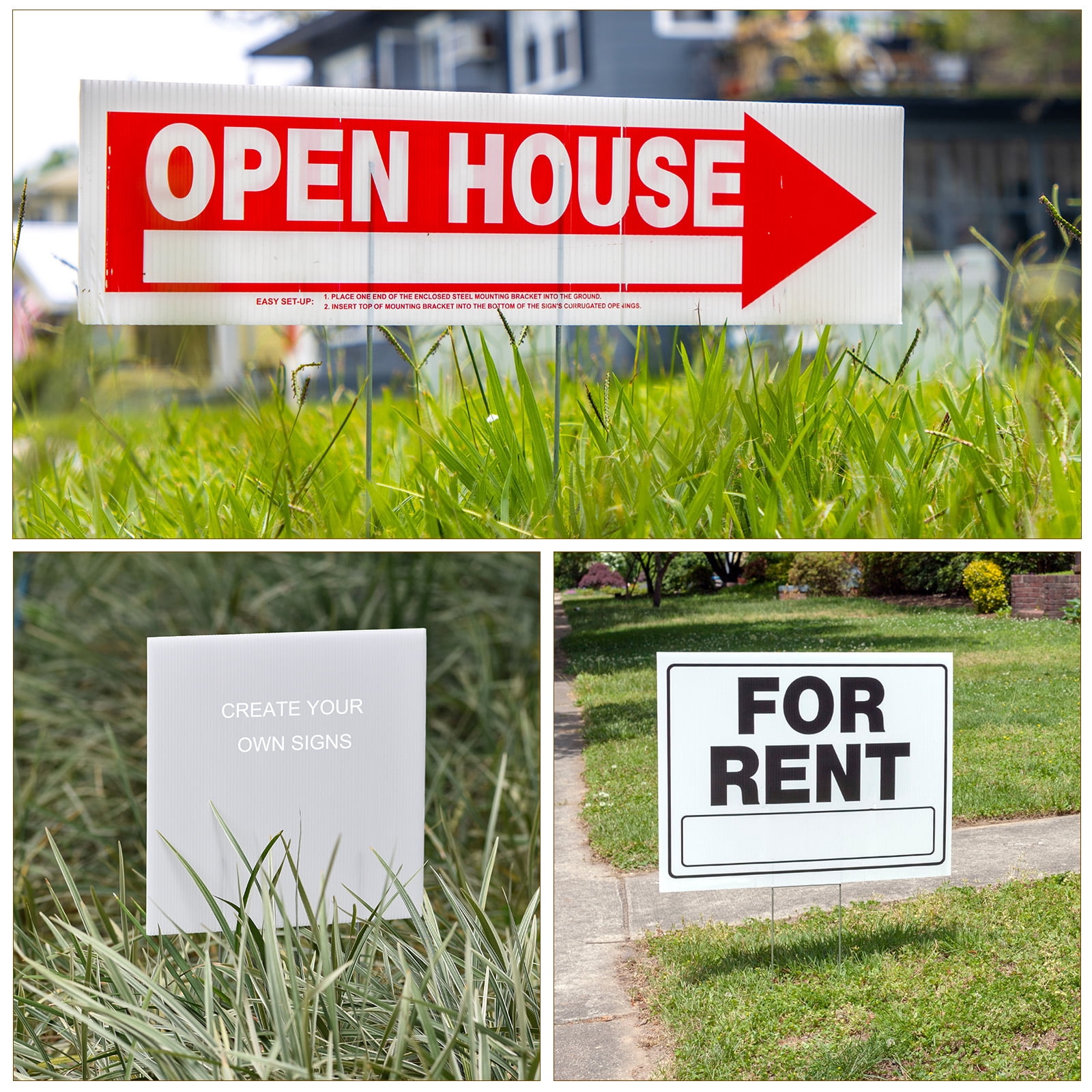 Uxcell Yard Sign Stakes, 15"x6" Metal H Stakes, Lawn Sign Holder for Party Yard, Garage Sale, Open House, 12 Pack