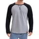 thumbnail image 1 of Camiseta de manga larga para hombre inspirada, color bloque, estilo casual, raglán, color gris, 1 of 6