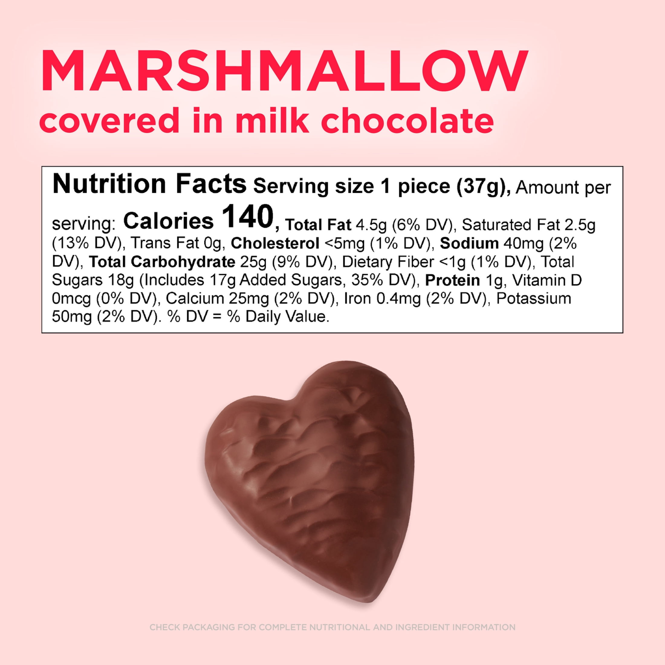 (3 pack) Russell Stover Valentine's Day Milk Chocolate Marshmallow Heart Candy Bar, 1.3 oz.
