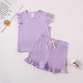 thumbnail image 2 of TOWED22 Toddler Infant Lovely Outfits 2pcs Tank Shirts Sleeveless Shorts Cute Summer Clothing Sets Sweet with Pockets(Light Purple,12-24 M), 2 of 4