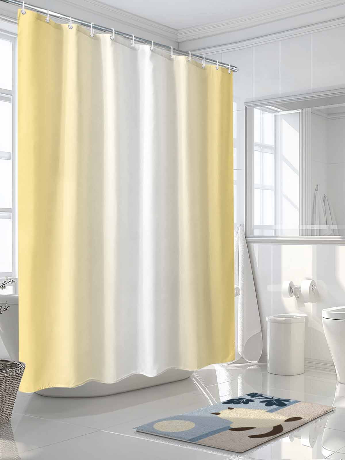 Boanket Polyester Fabric Yellow Ombre Shower Curtain, Modern Gradient Abstract Art Waterproof Bathtub Curtain Bathroom Decor Set with Hooks 72 x 96 Inches,