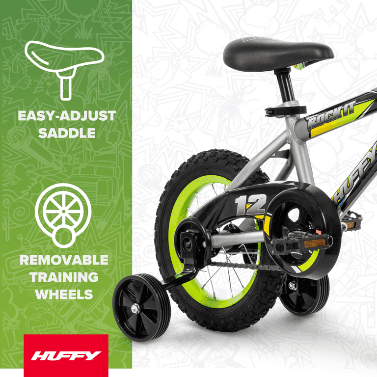 Huffy 12 in. Rock It Kids Bike with Training Wheels, Grey Matte