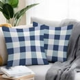 thumbnail image 2 of Waterproof Throw Pillow Covers Set of 2, 24x24 Inch Navy Blue Plaid Decorative Pillowcases Outdoor Pillow Slip Cushion Covers Set for Couch Tent Spring Farmhouse Buffalo Checkered, 2 of 7