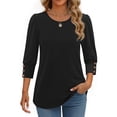 thumbnail image 4 of Fantaslook Womens Tops 3/4 Sleeve with Buttons Dressy Casual Blouses Summer Shirts Beach Vacation Trendy Clothes, 4 of 9