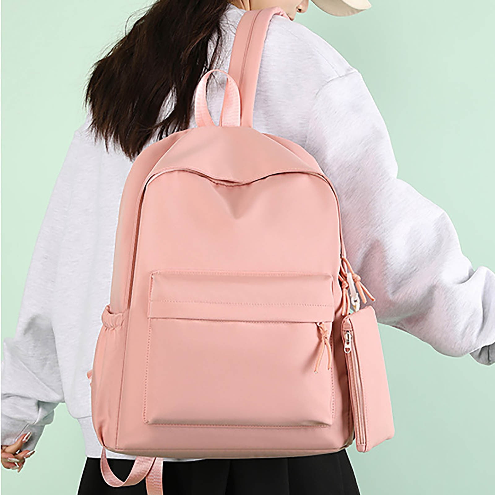 Modstep 3pcs Schoolbags and Insulated Lunch Bag for Students Women Medium Computer Backpack and Zipper Pocket Set for Gift Pink