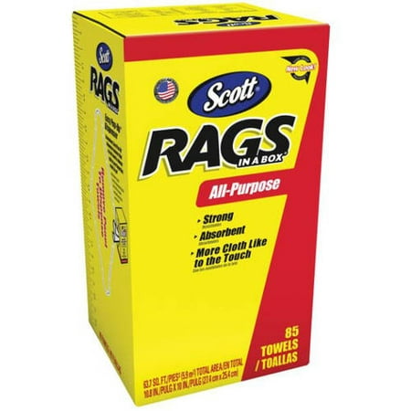 Scott Rags In-A-Box, All-Purpose, White, 85 Shop Towels Per