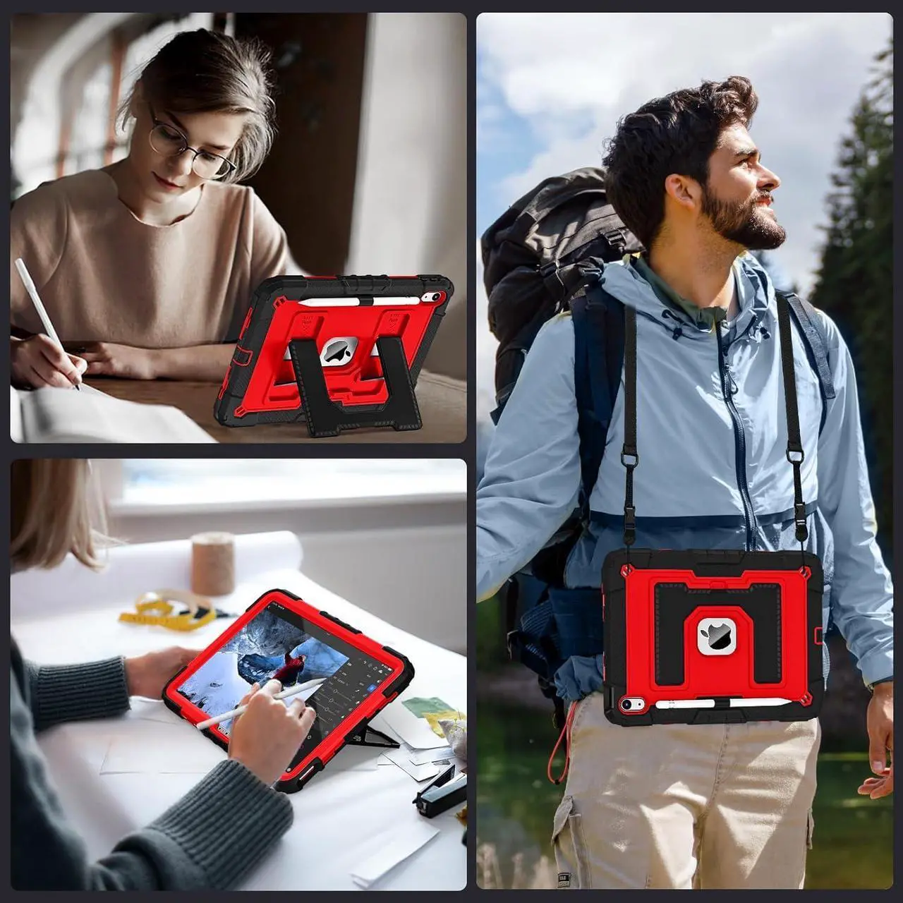 Case for iPad (A16) 11th Generation 11 Inch 2025, iPad 10th Generation 10.9 Inch 2022, Fully-Body Rugged Shockproof Protective Cover with Kickstand Pencil Holder Shoulder Strap