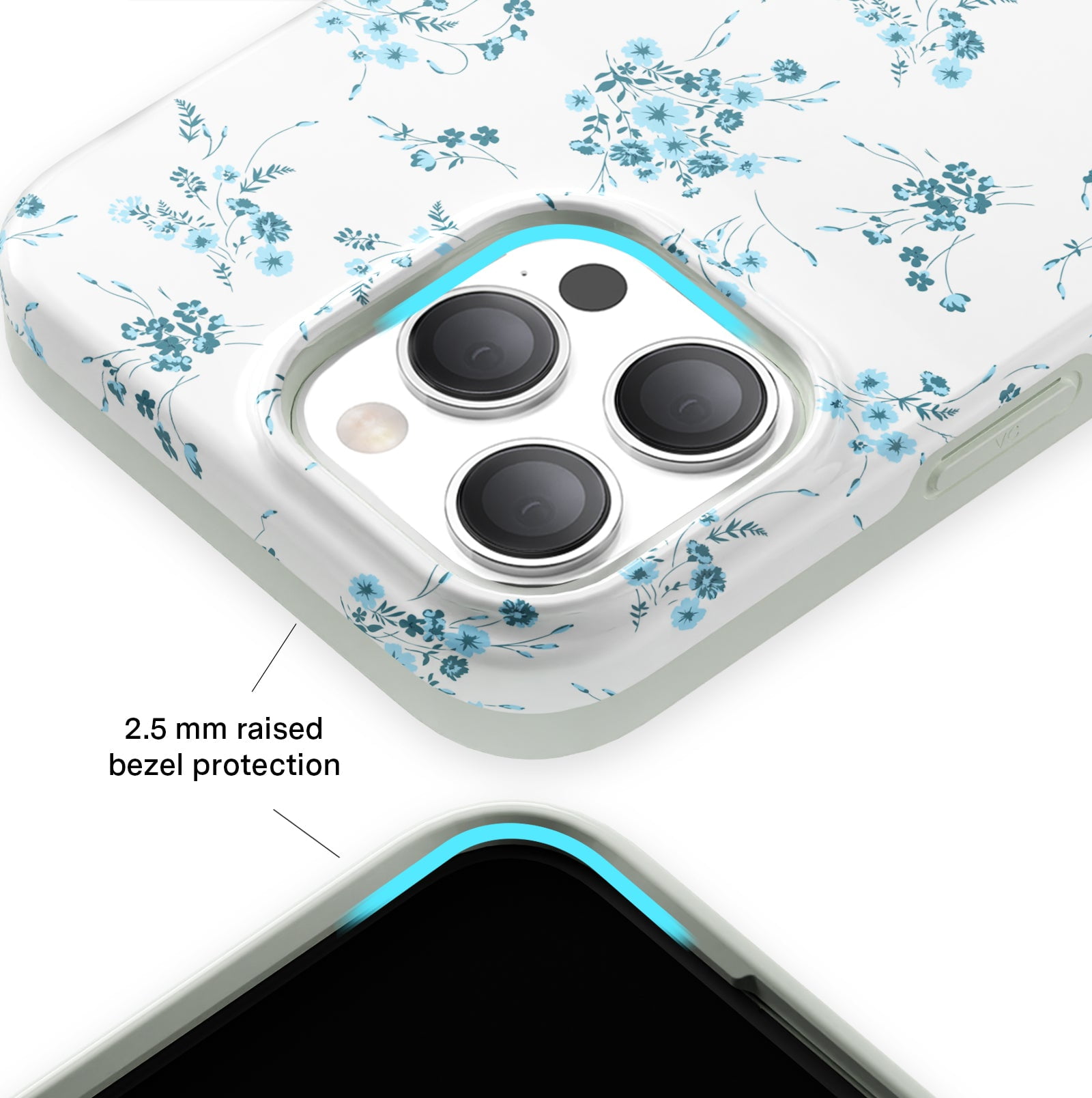 VELVET CAVIAR for iPhone 15 Pro Case Flowers - Compatible with MagSafe - Cute Protective Phone Cases for Women - French Blue Floral