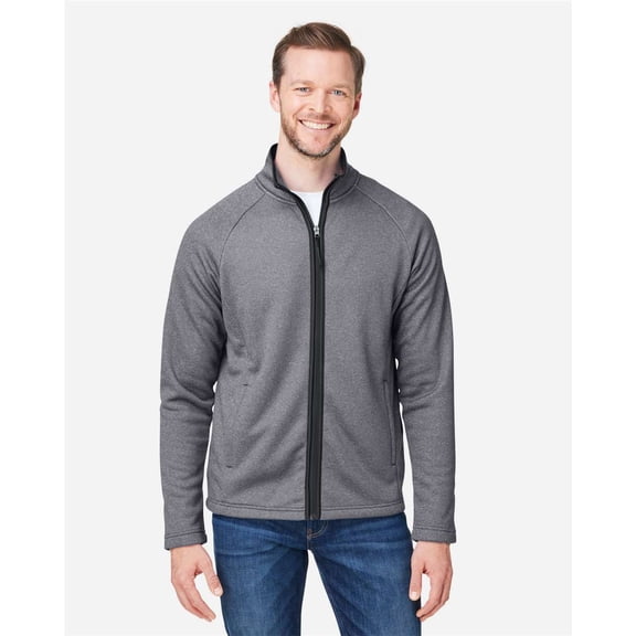 CORE365 CE72 Men's Venture Heathered Stripe Full-Zip-BLACK/ WHITE-S
