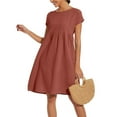 thumbnail image 5 of Clothing Dresses for Women 2025 Summer Cotton Linen Solid Gauze Dress Loose Casual Beach Vacation Flowy Midi Dress with Pockets, 5 of 8