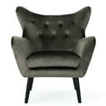 thumbnail image 2 of Grey Velvet Wingback Chair | Adds Sophistication to Home | Oak Wood Frame and Black Legs | Addresses Need for Quality Seating, 2 of 6