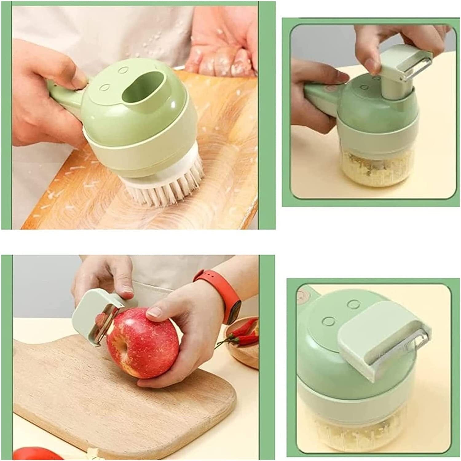 4 IN 1 Electric Vegetable Cutter Set Multifunctional Garlic Mud Masher –  Wired Wizards Co