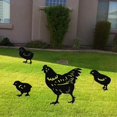 thumbnail image 3 of Adornos de jardín de pollo negro, pollito acrílico ahuecado decoración de jardín decoración negra insertos de pollo para jardín césped familia decoración al aire libre 4 piezas gallina, 3 of 5