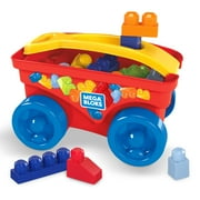 Mega Bloks First Builders Pull 'n Play Wagon with Big Building Blocks, Building Toys for Toddlers (15 Pieces)