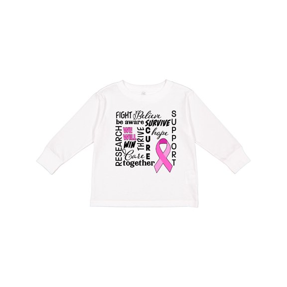Inktastic Breast Cancer- Together We Will Win Boys or Girls Long Sleeve Toddler T-Shirt