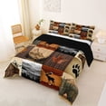 thumbnail image 2 of Manfei Vintage Deer Full Size Comforter Sets,Rustic Farmhouse Cabin Bedding Comforter Set,Brown,Black Reversible,3 Pieces,1 Comforter and 2 Pillowcases, 2 of 7