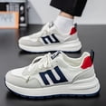 thumbnail image 2 of Men's Low-Top Sneakers - White/Blue-Red Contrast Design, Lace-Up Closure, Hiking, Fitness, and Daily Wear - All-Season EVA Cushioned Insole & Slip-Resistant PVC Outsole, Suitable for Running,, 2 of 8