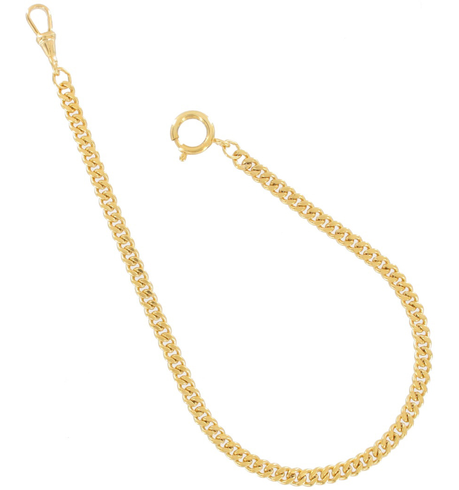 Gold Tone Curb Watch Chain 11" Swivel Clasp Mens Adult Male