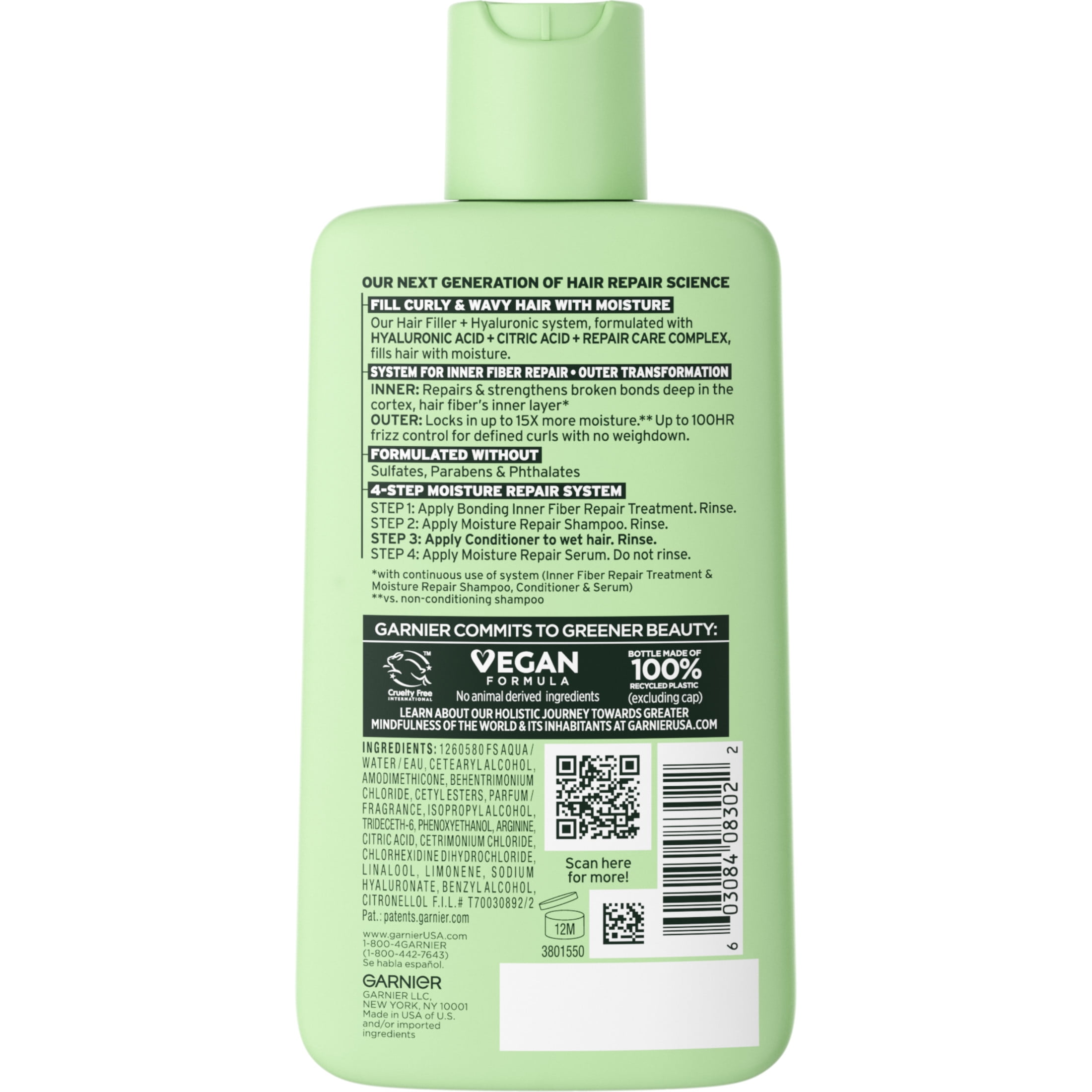 Hyaluronic Garnier Conditioner Moisture Fructis Repair Filler fl Hair 10.1 Acid, with oz